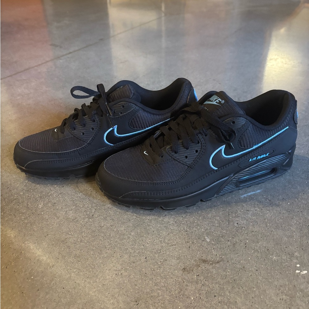 Nike Air Max 90 Black University Blue Sneakers Size 9.5